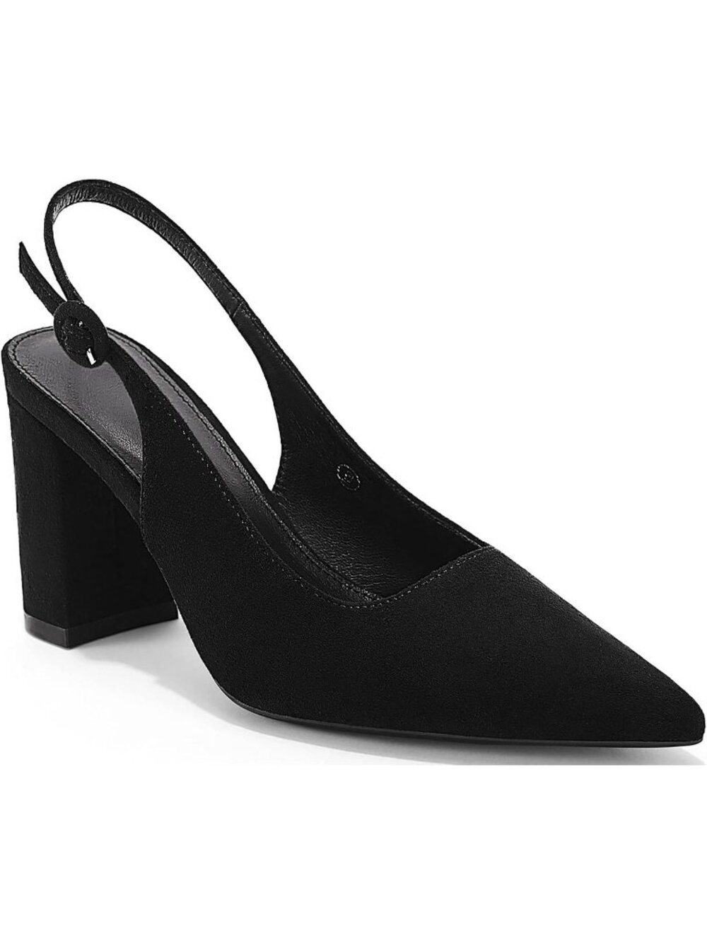 Women's Suede Black Faux Leather Pointed Closed Toe Chunky Heels Block Heels